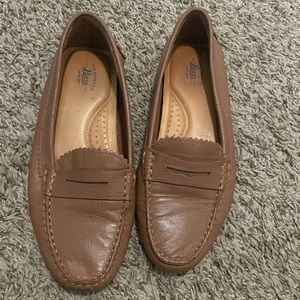 G.H. Bass & CO. Missy Saffiano brown leather driver penny loafers